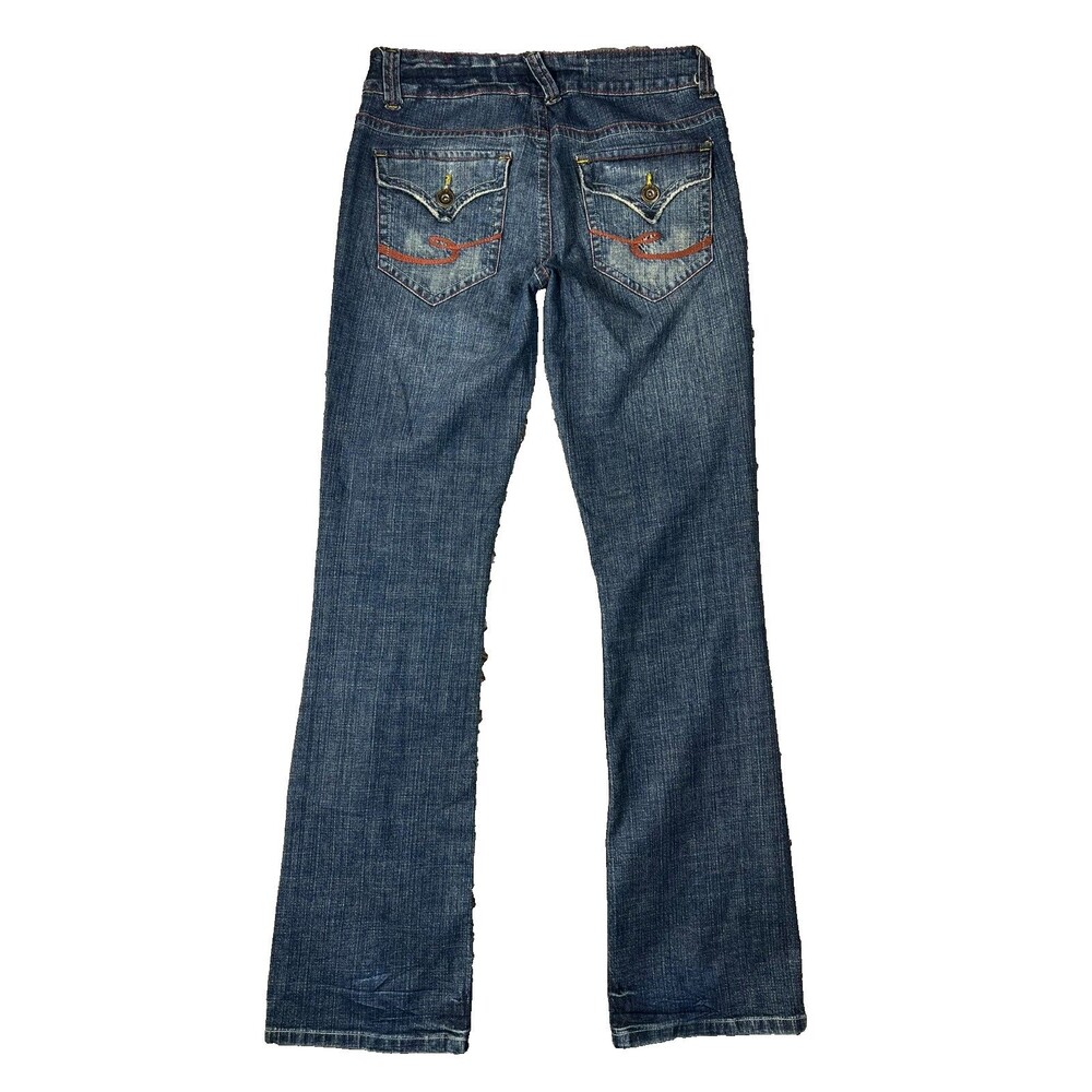 Y2K Mudd Lowrise Bootcut Flap Pocket Jeans Size 7 (30 x 32) Western Cowgirl